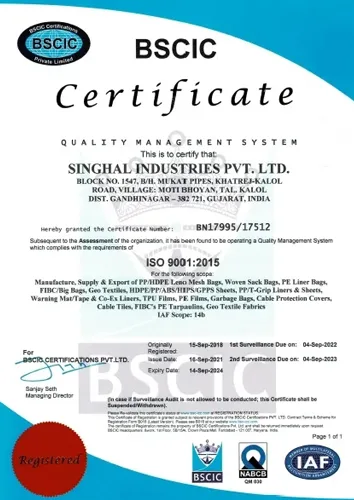 certificates - 3 nonwovens fabric manufacturer